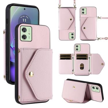 Imagem de Dibosom Capa carteira minimalista para Motorola Moto G54 5G com alça de ombro, 6 compartimentos para cartões, bolsa flip fina e fina, couro PU, suporte para cartão de crédito, acessórios, capa para