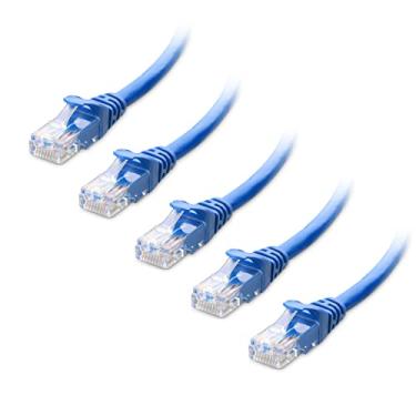 Imagem de Cable Matters - Pacote com 5 cabos Ethernet Cat6 Snagless (cabo Cat6, cabo Cat 6), Azul, 5 ft