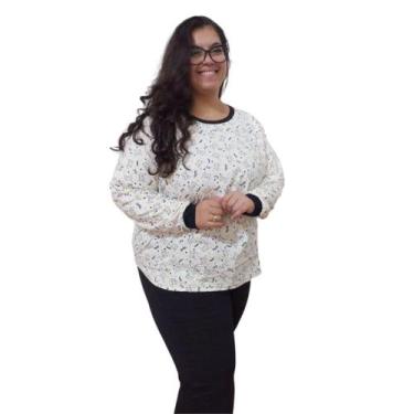 Imagem de Pijama Plus Size Feminino Manga Longa Estampas Variadas - Turbulencia 