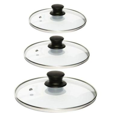 Imagem de Jogo De 3 Tampas Vidro Panelas Frigideira Caçarola 26 28 30 - TYC