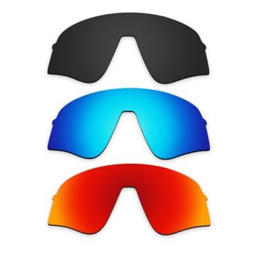 Imagem de Alphax Lentes de reposição polarizadas pretas e azul gelo e vermelho fogo para óculos de sol Oakley Sutro Lite Sweep OO9465 Sport Sunglsses