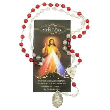 Imagem de Terço da Divina Misericórdia em Acrílico com Folheto de Oração - Cançã