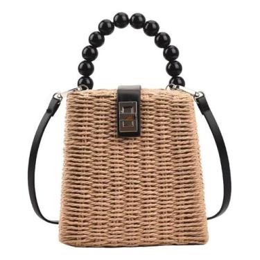 Imagem de Bolsa De Palha Feminina Transversal Pequena Praia Passeio - Alwy, Caqu