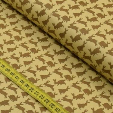 Imagem de Tecido Estampado para Patchwork - Páscoa : Coelhinhos Marrom (0,50x1,5