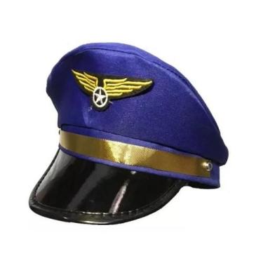 Imagem de Chapéu Quepe De Aviador Piloto Azul Cosplay Festas Carnaval - CM Prese