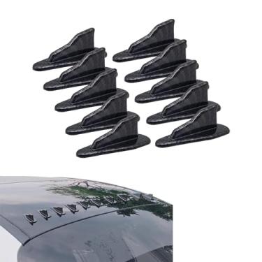 Imagem de Flygun Antena de simulação de cauda de tubarão de carro de 10 peças, difusor de teto de padrão de fibra de carbono autoadesivo ABS estilo EVO, acessórios de modificação de decoração de carro, adequado