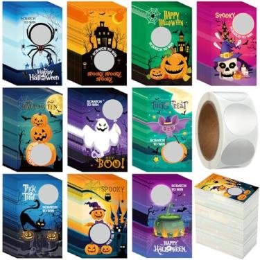 Imagem de WinnerWhy 200 peças de cartões de raspar de Halloween 10 estilos de Natal DIY raspar em branco vales de presente com 300 adesivos de raspadinhas cartões de Halloween para grupos adultos lembrancinhas