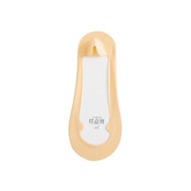 Imagem de 3 pares - Meias femininas de algodão puro, boca rasa, salto alto de silicone, antiderrapante, invisível, cor da pele