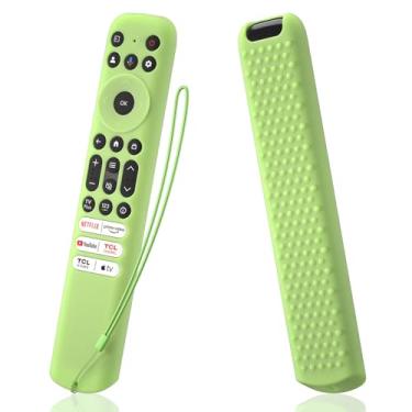 Imagem de AKSHFETH Capa de silicone para controle remoto TCL RC813/FMB1 e RC923/FMB3 Smart TV com cordão verde brilhante