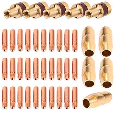 Imagem de 40 peças/conjunto de acessórios de pistola de solda Mig Kit de 0,1 cm para M-10, M-15 e Hobart H-9 H-10 inclui 30 pontas de contato 000-068 0,1 cm, 5 peças de bocais de gás 169-715 1/5.1 cm, 5 peças
