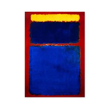Imagem de JZSDGB Arte de parede famosa - Mark Rothko'Blue on Blue with Yellow' Poster Color Abstract Graffiti Canvas Wall Art - Impressão de pintura famosa em tela - Imagem para decoração de sala de estar 40 x