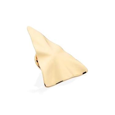 Imagem de Broche rommanel feminino banhado ouro18k triangulo com textura ondulad