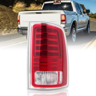 Imagem de KAPAMZ Conjunto de luz traseira de LED compatível com Dodge Ram 1500 2013-2018 Ram 2500/3500 2014-2018 lanterna traseira com lâmpada LED transparente e lente vermelha cromada lado direito do