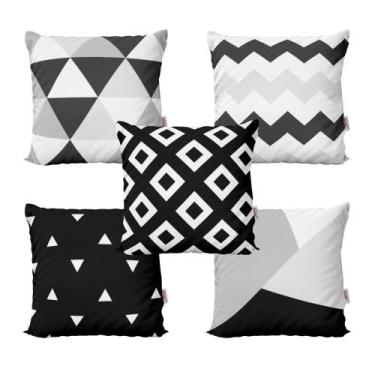 Imagem de Almofadas Decorativas Preto e Branco Geométricas Para Sofá  40x40 - No