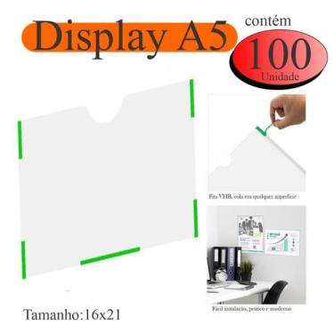 Imagem de 100 Display a5 expositor folha quadro aviso parede PET HORIZ - INDÚSTR