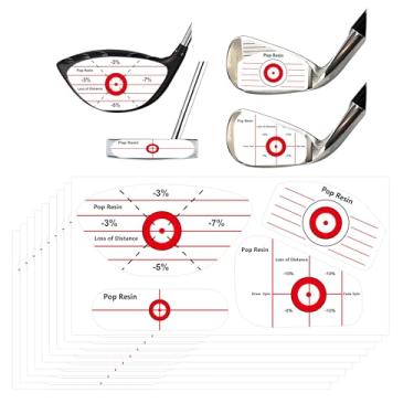 Imagem de Etiquetas de fita de impacto de golfe conjunto 4 em 1 200 peças - auxílio de treinamento autodidático para consistência e precisão, adesivos de análise de balanço de alta resolução para tacos de