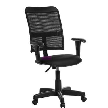 Imagem de Cadeira De Escritório Giratória Tela Com Braço Preto RV - Goldflex