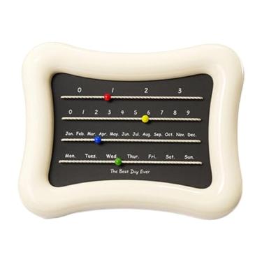 Imagem de Ioensy Ornamento de desktop de calendário de mesa 18,5x15 cm Modern Beautiful Desk Planner Calendário para Bedroom Bookcase Bookshelves Decor, Bege