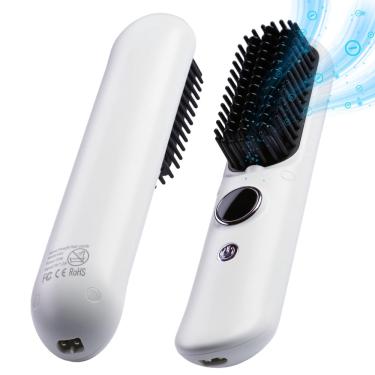 Imagem de Escova de alisamento de cabelo sem fio bellita pro 5600mAh branca