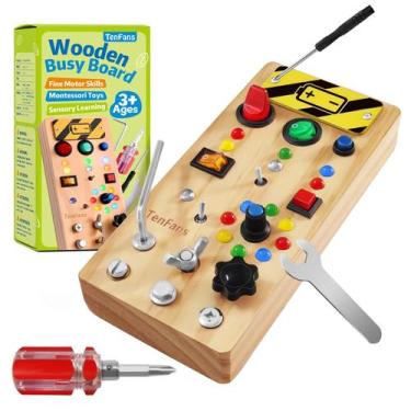 Imagem de Montessori Busy Board TenFans Wooden com LED de mais de 3 anos