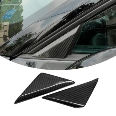 Imagem de Jogon Acabamento de capa triangular de janela frontal de fibra de carbono seco para Ford Mustang S650 GT EcoBoost Dark Horse 2024 Car A-Pillar Painel Triangular, Adesivo de acessórios externos