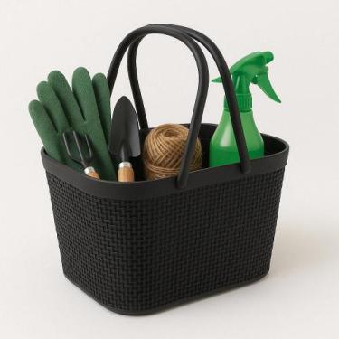 Imagem de Cesto Organizador Juta Com Alças Rattan de Plástico Resistente Capacid