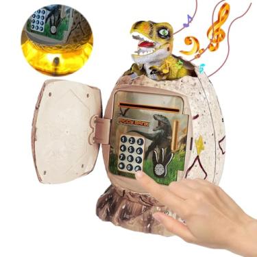 Imagem de Ailejia Cofrinho De Dinossauro Para Crianças, Ovo De Dinossauro, Caixa Eletrônico Para Economizar Dinheiro Com Luz Noturna, Ótimo Brinquedo De Decoração De Dinossauro, Presentes (Branco)