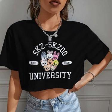 Imagem de Blusa Cropped Feminino OVERSIZED Stray Kids Skz Skzoo University Perso