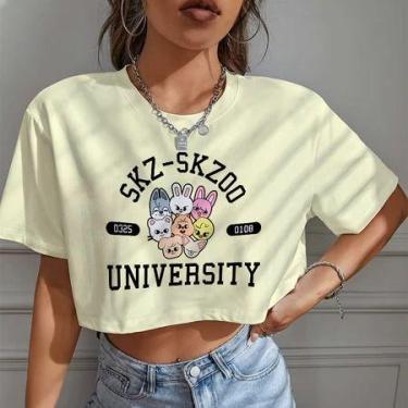 Imagem de Blusa Cropped Feminino OVERSIZED Stray Kids Skz Skzoo University Perso
