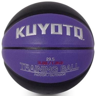 Imagem de KUYOTQ Basquete com peso de 1,4 kg, 75 cm, couro composto, para uso interno e externo, para melhorar o manuseio da bola, drible, passes e habilidades de rebote (esvaziado, tamanho 7)