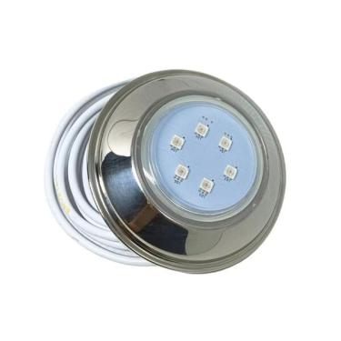 Imagem de Refletor Hiper Led 9w Inox 316 Branco Brustec – Cabo 5m