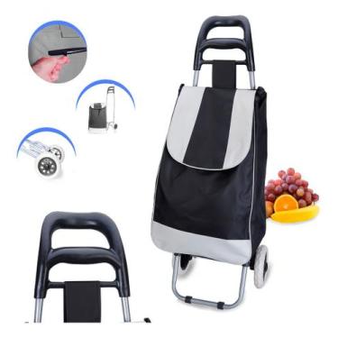 Imagem de Carrinho De Feira Dobrável Preto 95x35x34cm - Dolce Home