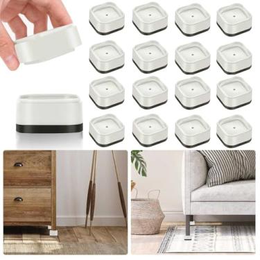 Imagem de Pacote com 16 peças de elevação para móveis de 2,5 ou 7,6 cm, elevadores de cama ajustáveis resistentes para mesa sofá cadeira sofá armário pernas de cama dormitório, blocos de elevação de cama