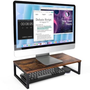 Imagem de ARCOBIS Suporte Para Monitor De 20 Polegadas, Suporte Para Monitor De Computador De Madeira E Metal Para Mesa, Marrom Rústico