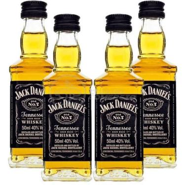 Imagem de Kit 4 Padrinhos Casamento Miniatura Whisky Jack Daniels 50Ml