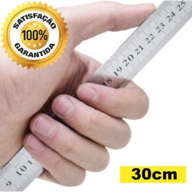 Imagem de Regua 30cm Aco Inox Escolar Escritorio Casa Estudos. - Evolvere