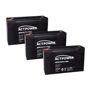 Imagem de Kit 3 Bateria Gel 6v 12ah Scooter Bike Elétrica Patinete - Act Power