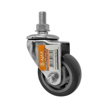 Imagem de Rodízio giratório rosca pvc cinza reforçado móveis 3" 75mm - AJAX