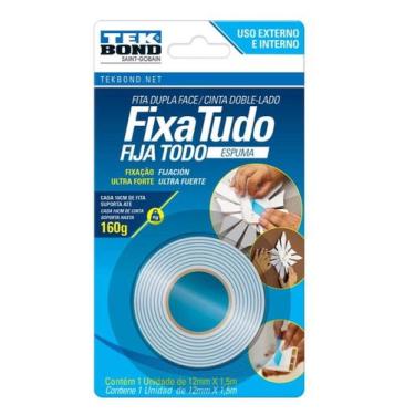 Imagem de Fita Dupla Face Espuma Tekbond 12mm x 1,5m Ultra Forte Fixa Tudo