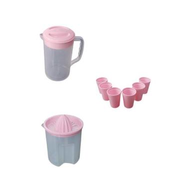 Imagem de Kit jarras com 6 copos rosa micromax