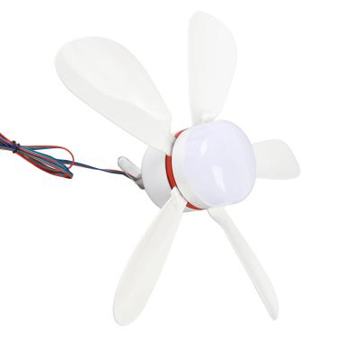 Imagem de Ventilador de Teto 12V Portátil, Luz LED Branca, Lâminas Destacáveis, Ventilador de Tenda de Acampamento, Pesca Interna Ao Ar Livre, 16,5 Polegadas, Fluxo de Ar Forte,