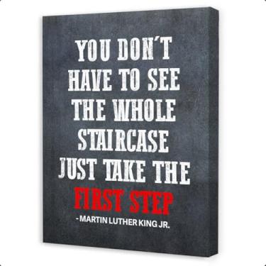 Imagem de Gwisml Citações inspiradoras decoração de parede de escritório, você não precisa ver toda a escadaria pinturas de moldura de tela para decoração de parede de escritório em casa