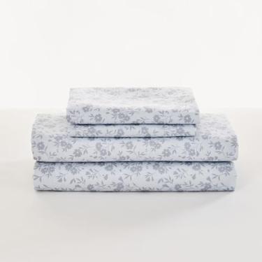 Imagem de Gogreen Jogo de lençol King California com bolso profundo de 4 peças, 35,5 cm, microfibra respirável, macio, tamanho king, estilo hotel, presente para mulheres, homens - flor cinza