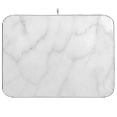 Imagem de ATTX Tapete De Secagem Louça Mármore Branco Para Cozinha, Fácil Limpar, Lavável Na Máquina Lavar Louças, Resistente Ao Calor, Ecológico, Decoração Natal, 45 X 60 Cm