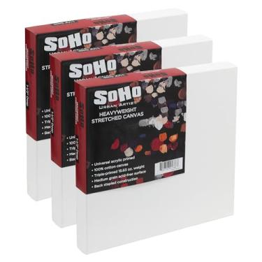 Imagem de Soho Urban Artist Artist, Tela De Algodão Esticada Alta Gramatura 30X30 Cm Para Pintura - 3,8 Profundidade Pacote Com 3, Tripla Camada Primer, 100% Algodão, Sem Ácido, Arquivística, Óleo Primer Univ