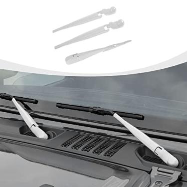 Imagem de RAZPOY Acabamento Das Palhetas Do Limpador De Para-Brisa Dianteiro E Traseiro Jl, Capa Palheta Compatível Com Jeep Wrangler Jlu Gladiator Jt 2018-2023, Branco