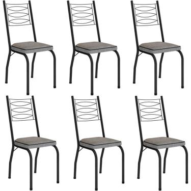 Imagem de Kit 6 Cadeiras Aço Carbono Tubular Metálica Acabamento D-25 Luana