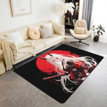 Imagem de Erosebridal Tapete de área de anime japonês, 1,58 m x 1,28 m, para crianças, mangá, anime, menina, kawaii, estilo japonês, tapete de chão para uso interno, desenho animado japonês, decorativo lavável,