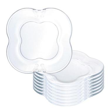 Imagem de Jogo 8 Prato de Sobremesa de Vidro Butterfly Borboleta Transparente Wo