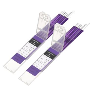 Imagem de HARFINGTON 20 eletrodos de tungstênio para soldagem TIG 0,1 cm x 17,78 cm misturados para soldagem de aço inoxidável, liga de alumínio e magnésio, fabricação de automóveis aeroespaciais, roxo